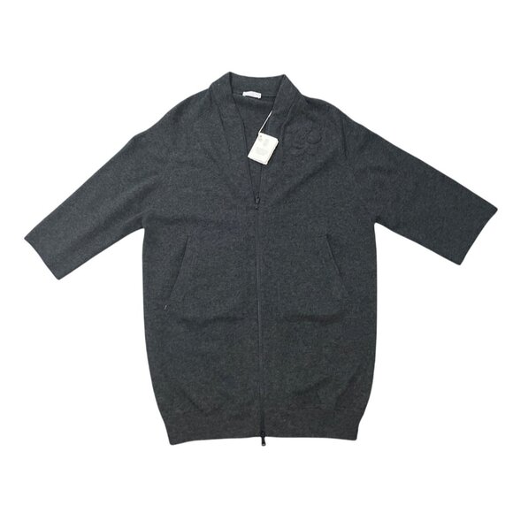Brunello Cucinelli Womens Dark Gray Full Zip Cashmere Long Cardigan Jacket - Picture 1 of 11